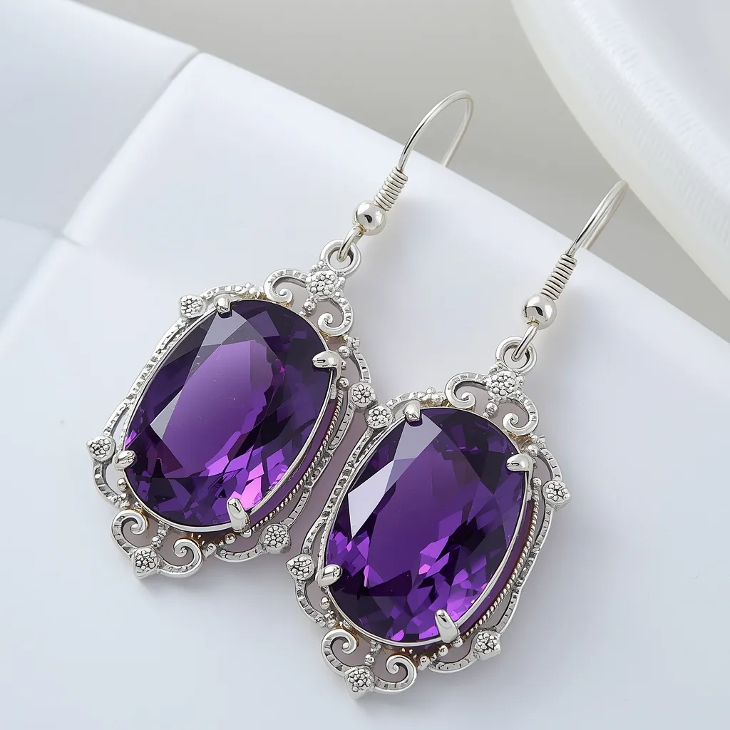 Elegant drop earrings with amethyst gems